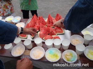 スイカとかき氷と梅干し
